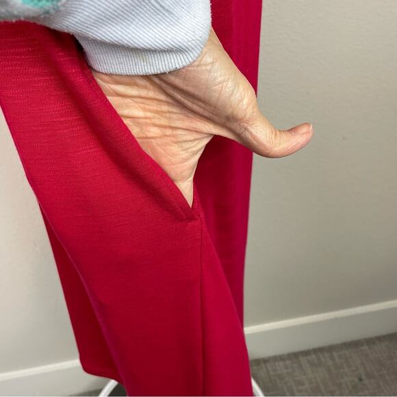 J Jill Red Knit Short Sleeve Double layer Midi Dress Medium - Picture 3 of 6